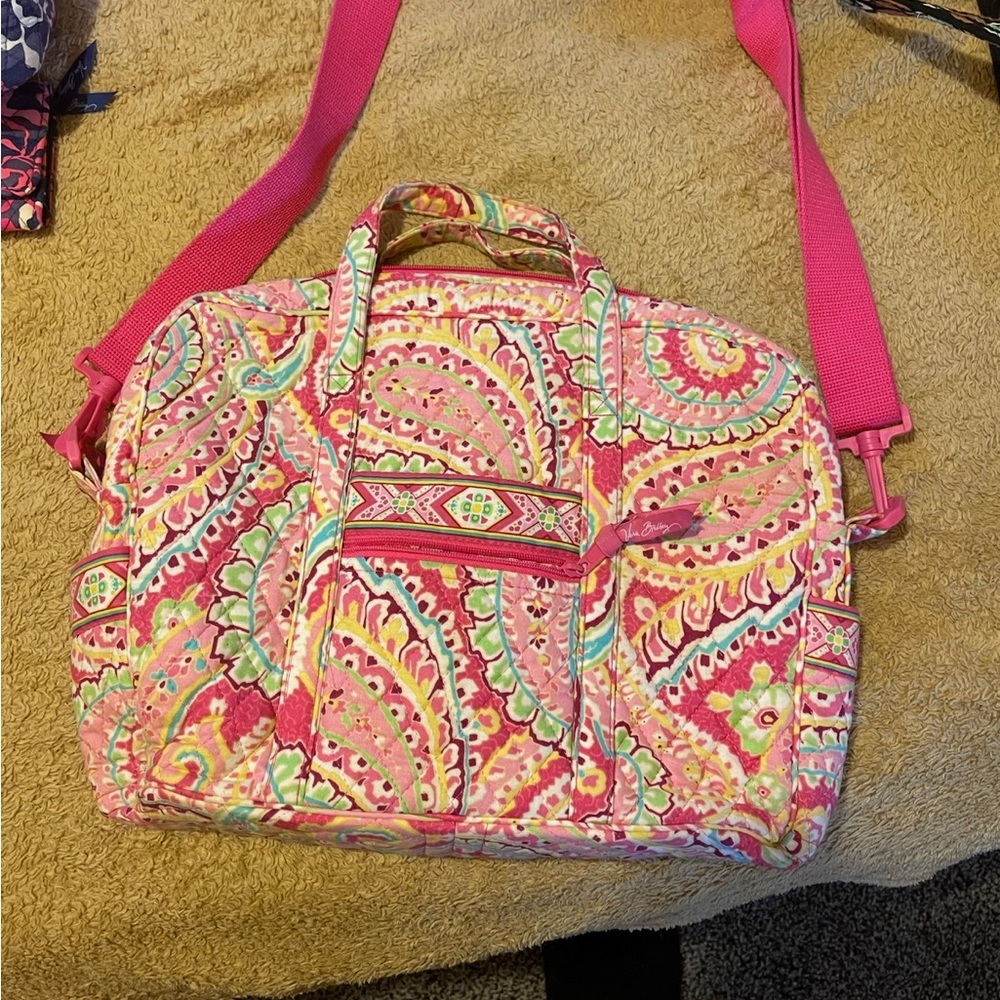 Vera Bradley Bright Pink Paisley Quilted Laptop Bag